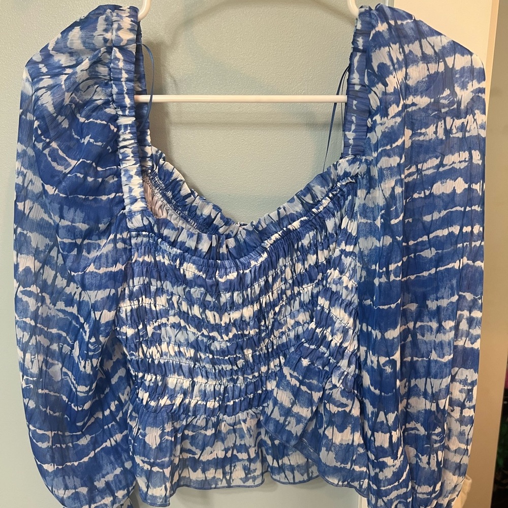 ZARA Blue Tie-Dye Blouse